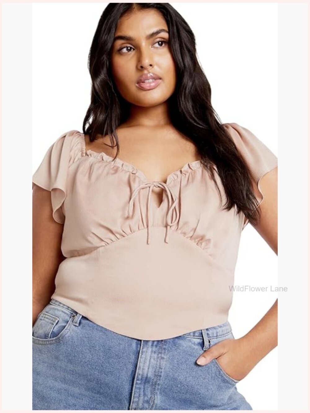 Plus Size Off-Shoulder Top with Flutter Sleeves - Solid Blouse